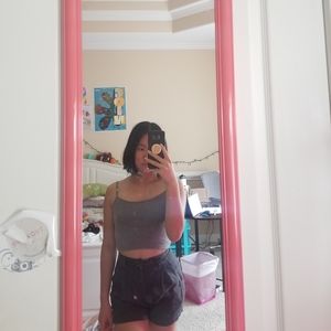 AA Linen Dark Grey/Black High Waist Shor